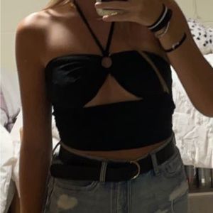 Black shien wrap around top!